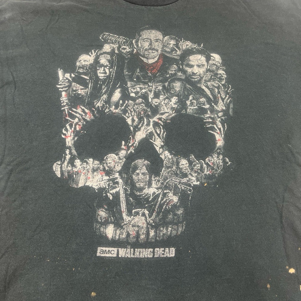 The Walking Dead VTG Thrashed TShirt Size 2X Black Punk Horror Skull Graphic
